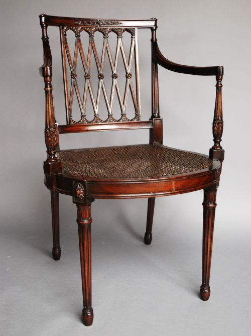 fig 1. Edwardian mahogany Sheraton style chair with original cane seat 