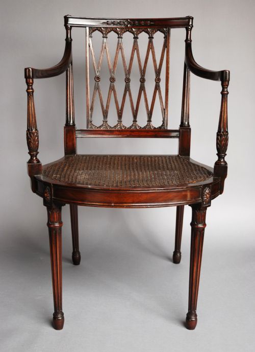 fig 2. Edwardian mahogany Sheraton style chair with original cane seat 