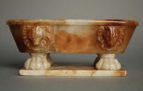 Mid 19thc Italian Grand Tour Alabaster Small Roman Bath