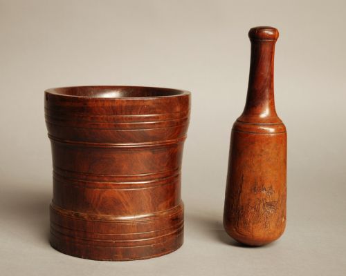 Early 18thc Lignum Vitae Pestle & Mortar