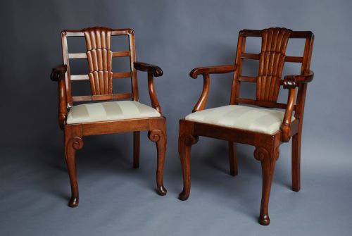 fig 2. A wonderful set of six walnut Art Deco Ocean Liner open armchairs, in the French style. 