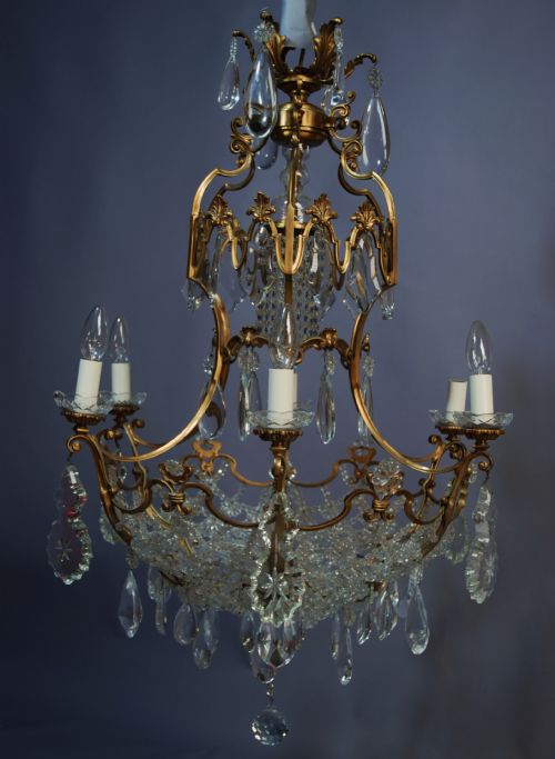 Fine Quality Highly Decorative Late 19thc Six Branch French Chandelier