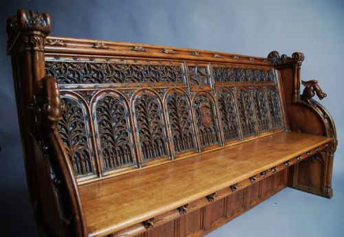 fig 2. An extremely rare part 15thc & part 19thc walnut and oak settle of good patina, provenance Flixton Hall, Suffolk