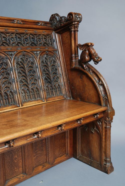fig 6. An extremely rare part 15thc & part 19thc walnut and oak settle of good patina, provenance Flixton Hall, Suffolk