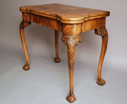 fig 1. Fine quality early 20thc walnut card table in the Queen Anne style