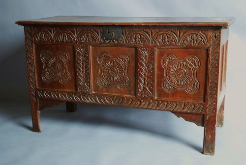 Late 17thc/early 18thc Carved Oak Coffer