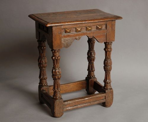 Mid/late 19thc Oak Joint Stool in the 16thc Manner