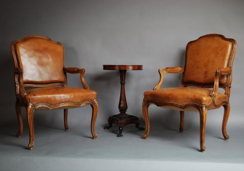 A Late 19thc French Pair of Beech Fauteuils (Open Armchairs) in the Louis XV Style