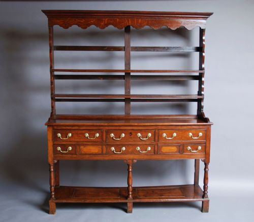 Early/mid 19thc Welsh Oak Pot Board Dresser & Rack of Small Proportions