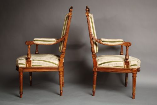 fig 4. Superb quality French 5 piece carved walnut & parcel-gilt salon suite in the Louis XVI style