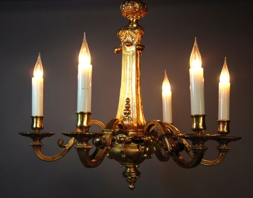 fig 1. Late 19thc French six branch ormolu chandelier of elegant design