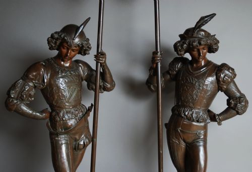 fig 1. 19th century pair of superb quality spelter figures in the manner of Miroy Freres (Paris)