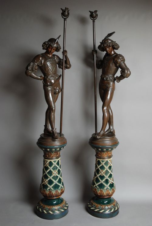 fig 4. 19th century pair of superb quality spelter figures in the manner of Miroy Freres (Paris)