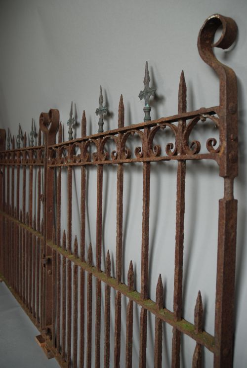 Mid 19thc Pair of Weathered Decorative Wrought Iron Gates