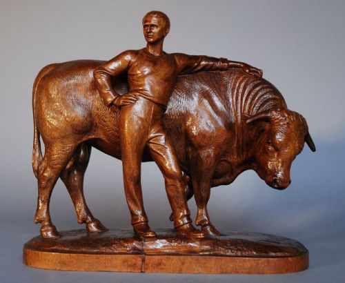 Late 19th Century Black Forest Figure of a Bull