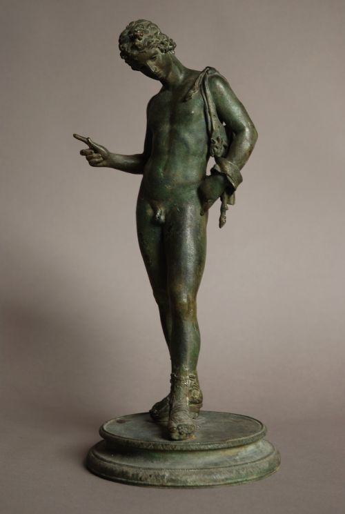 Bronze Figure of Narcissus with Green Patination