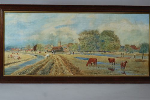 fig 2. Late 19th century watercolour landscape of Beccles, Suffolk