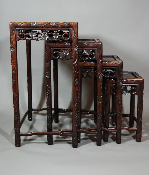 fig 1. Late 19thc set of four graduated 'Quartetto' nest of Chinese hardwood tables