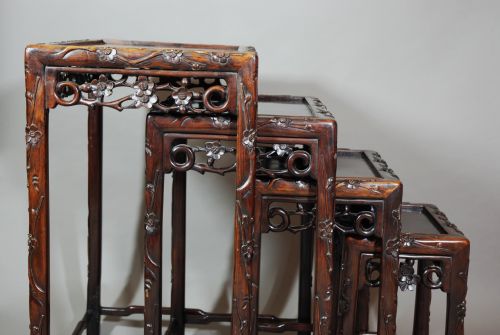 fig 2. Late 19thc set of four graduated 'Quartetto' nest of Chinese hardwood tables