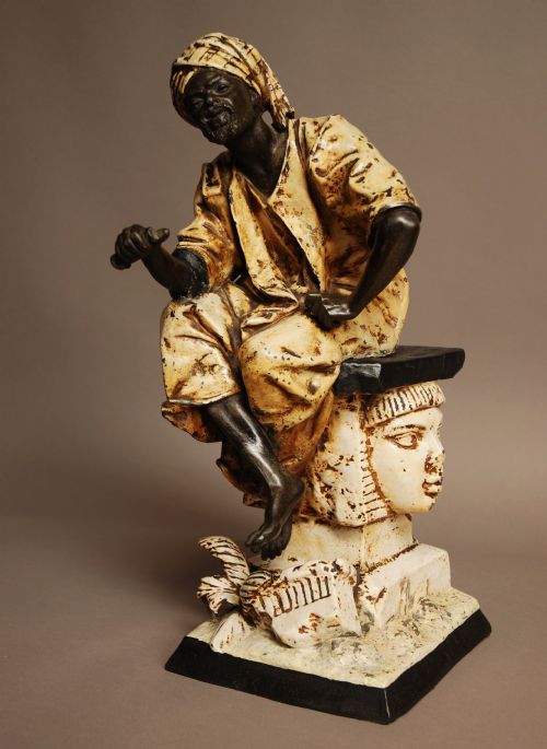 Cold Painted Spelter Nubian Figure