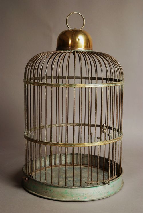 Large Late 19th Century Brass & Iron Bird Cage