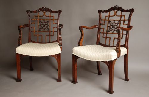 Pair of Mahogany Armchairs in the Chippendale Style