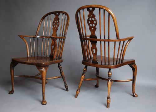 fig 1. Set of eight ash & beech wheelback windsor chairs
