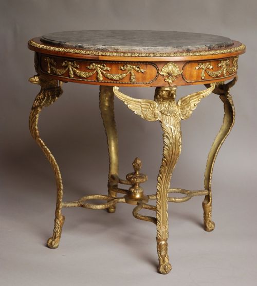 fig 1. Mahogany & gilt metal French centre table with marble top