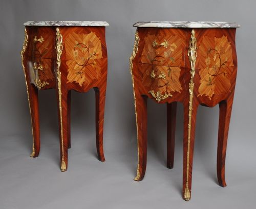 fig 1. Pair of early 20th century Kingwood bedside commodes with marble tops