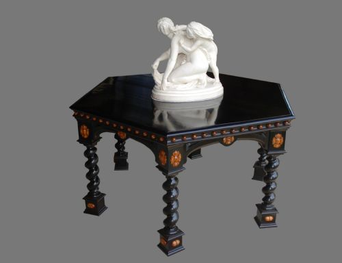 fig 3. Solid ebony hexagonal Centre table