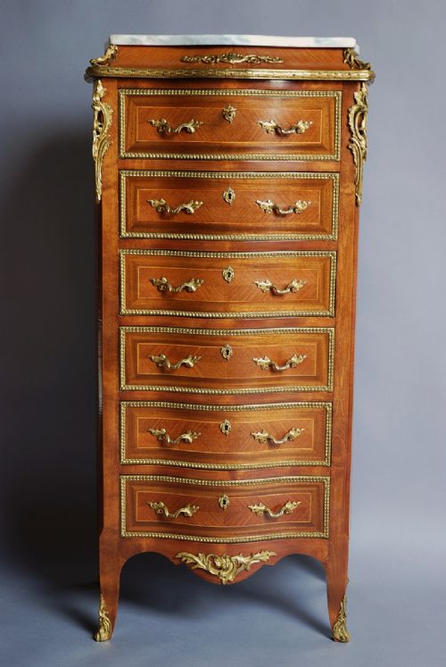 fig 1. Kingwood & mahogany six drawer chest of drawers