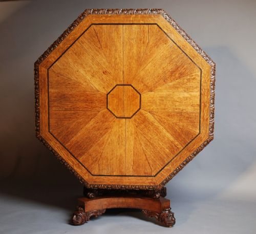 fig 1. Oak octagonal tilt top table of fine quality