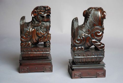 fig 2. Pair of Chinese hardwood Fu Lions of superb quality