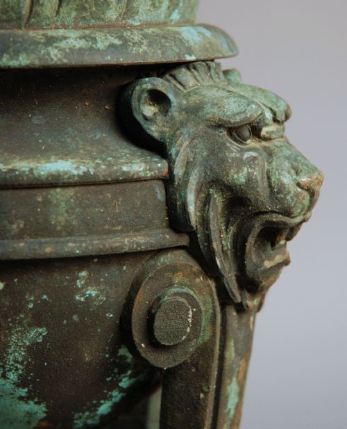 fig 1. Pair of bronze late 19th century Italian flambeaux with green patination 