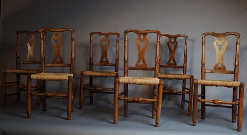 Set of Six Fine Quality Ash Country Chairs