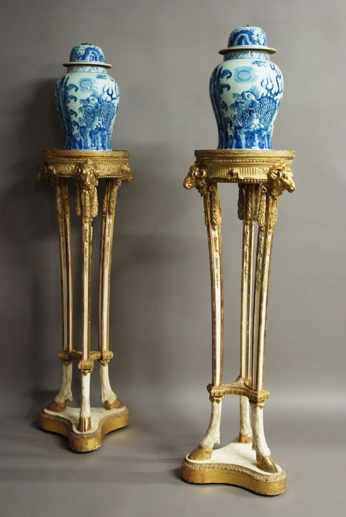 fig 1. Pair of late 18th century parcel-gilt and painted torcheres