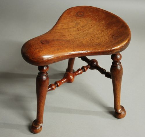Late 19th Century Walnut Saddle Seat Stool