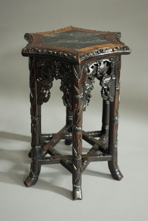 fig 1. Chinese hardwood hexagonal pot stand of small proportions
