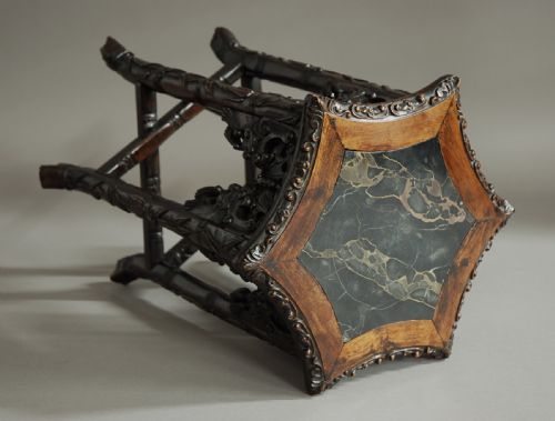 fig 2. Chinese hardwood hexagonal pot stand of small proportions
