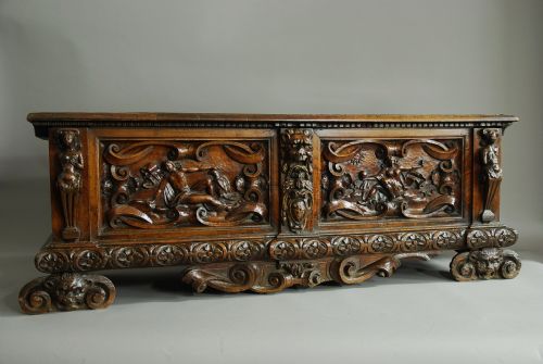 fig 1. Rare Italian late 16th century walnut cassone
