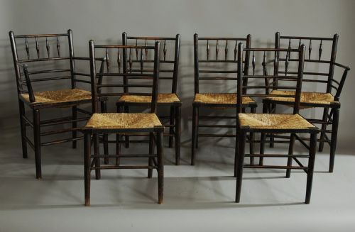 Set of Six Morris & Co. Sussex Chairs