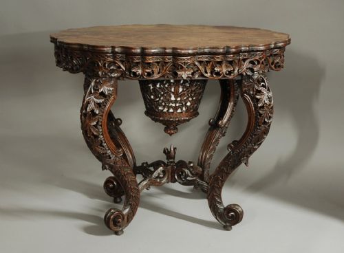 fig 2. Superb quality Anglo Indian padouk carved work table