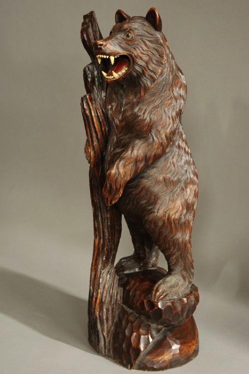 Finely Carved Wooden Black Forest Bear