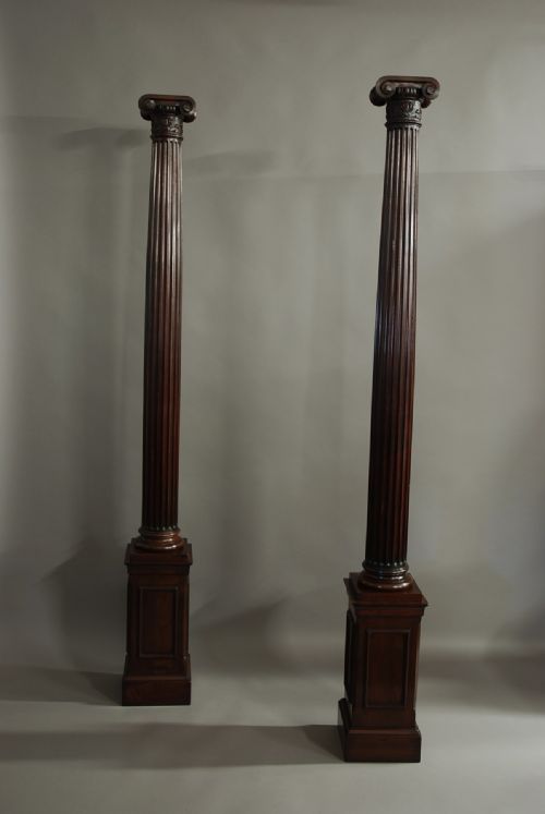 Pair of Decorative Walnut Ionic Columns