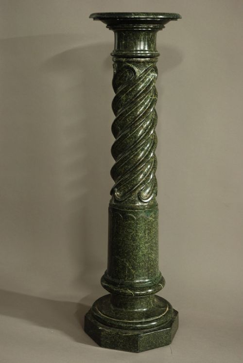 French Late 19th Century Green Serpentine Marble Column