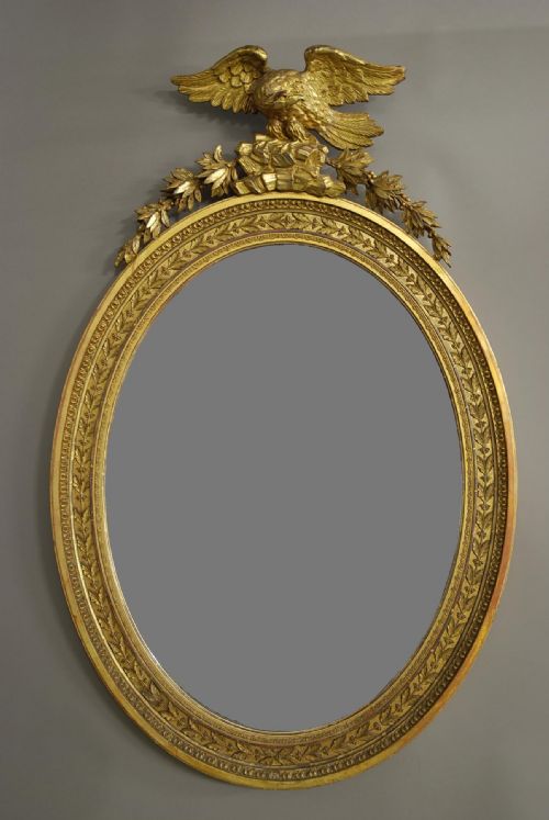 Late Regency Large Oval Gilded Mirror