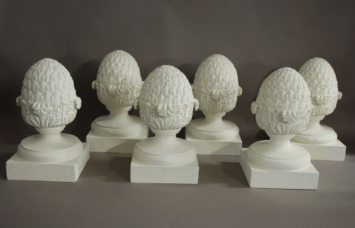 fig 1. Set of 6 decorative wooden pineapple finials