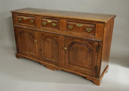 fig 2. 18th century oak cupboard dresser base of superb patina from the North Wales area