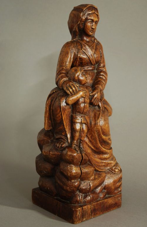 fig 1. 17th century Madonna & Child oak wood carving
