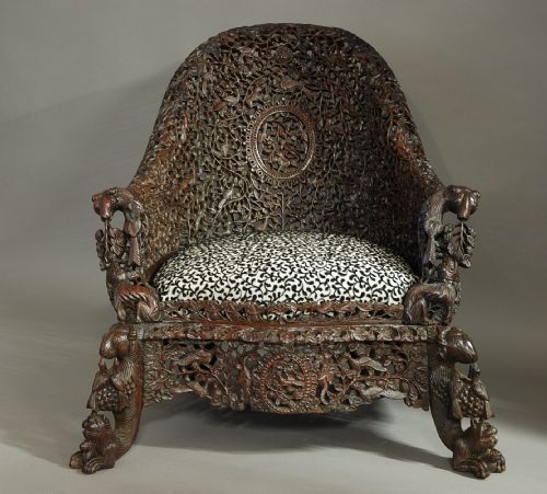 fig 2. Carved hardwood armchair from Bombay, India